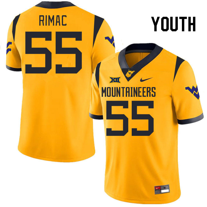 Youth #55 Tomas Rimac West Virginia Mountaineers College 2024 New Uniforms Football Jerseys Stitched